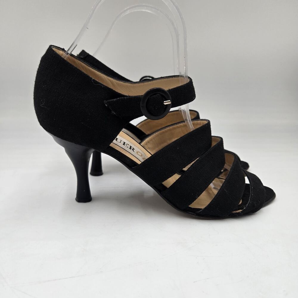 Figueroa Women’s Black Strappy Sandal Heels Size 38 Made in Italy US 7.5